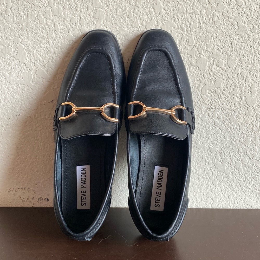 Steve Madden elongated almond toe loafers with buckle